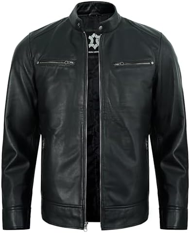 Men's Military M-65 Black Leather Jacket 100% Real Lambskin