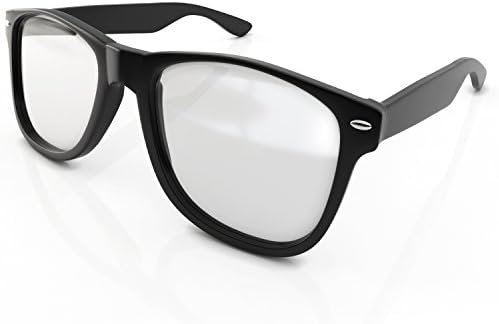 Clear Computer Glasses - Block + Filter Blue Light - Anti UVB Lens - New Style + Black Frame for Women + Men - Video Gaming + Reading - Eye Strain Reducing - Nerd Glasses