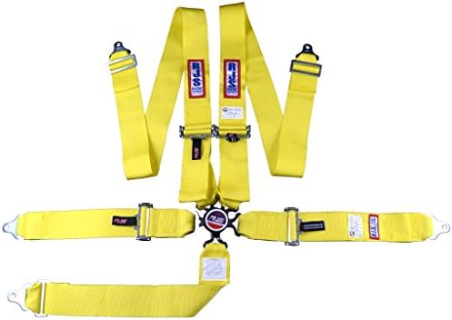 RJS CAM LOCK 5 PT SEAT BELT SFI 16.1 HARNESS FLOOR MOUNT RACING YELLOW SPORTSMAN