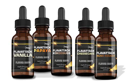 Mix-Box | Flavour Drops zuckerfrei (Set, 5x 50ml) Geschmacks Tropfen OHNE KALORIEN zum SüÃen mit Pipette - 5 tolle Geschmackssorten im Vorteilspack - vegan - Für Naturjoghurt, Porridge oder Quark