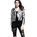 ACHIEWELL LIENZY Women's Leather Silver Slim Jacket Zipper Biker Coat (Small)