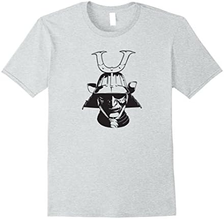 Mens Samurai Helmet T-Shirt - Japanese Warrior Medium Heather Grey