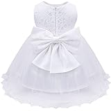 iEFiEL Baby Girls Lace Baptism Flower Dress Wedding Pegeant Tutu White 9-12 Months