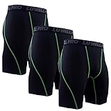 LUWELL PRO Men's 3 Pack Compression Shorts Baselayer Cool Dry Sports Tights Shorts for Running,Workout,Training