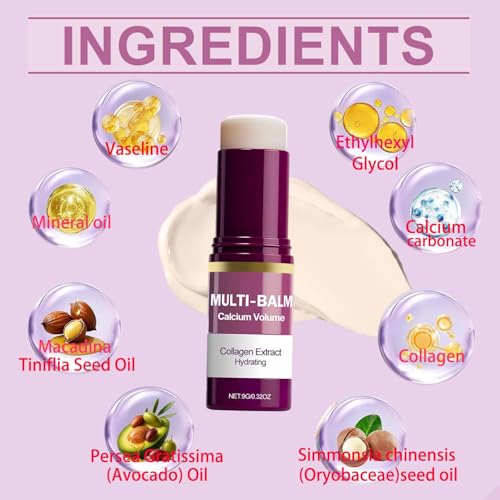 LBOYLOVE® 2 Pcs Calcium Multi Balm, Calcium Volume Multi Balm – Korean Collagen Moisturizing Stick for Anti-Aging, Hydrating & Firming Treatment with Vitamin E – Suitable for Eyes, Face, Neck