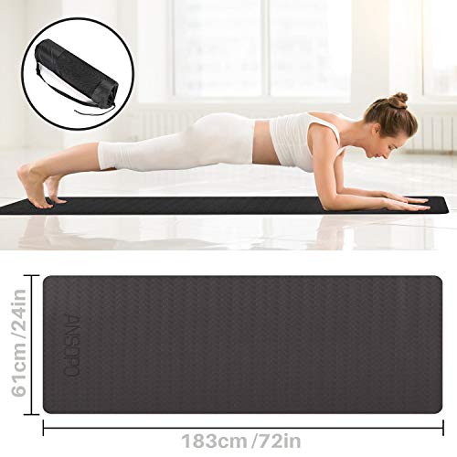 ANSOPO Tapete de Yoga Antideslizante con Premium Material ecológico TPE 10mm Agarre de Alto Rendimiento, Acolchado Ultra denso para Ejercicio, Yoga y Pilates（10mm）