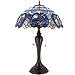 WERFACTORY Tiffany Lamp Blue Purple Cloud Stained Glass Style Table Lamp 16X16X24 Inches Desk Bedside Reading Light Resin Base Decor Bedroom Living Room Home Office S558 Series