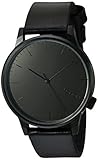 KOMONO Winston Stainless Steel Japanese-Quartz Watch with Leather Strap, Black, 20 (Model: KOM-W2890)