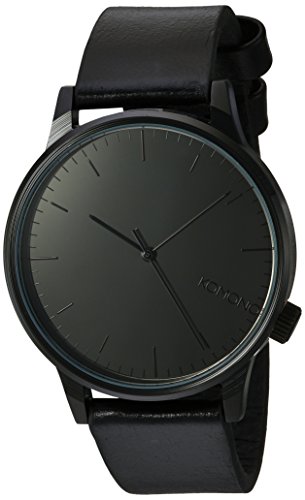 KOMONO Winston Stainless Steel Japanese-Quartz Watch with Leather Strap, Black, 20 (Model: KOM-W2890)
