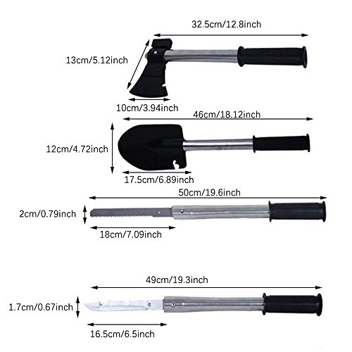 Ezyoutdoor Multitools Shovel Axe Saw Camping the Sappers Shovel folding Shovel Utilities implement for Household Hunting Survival Picnic Hiking Survival Self Defense - Thumbnail 2