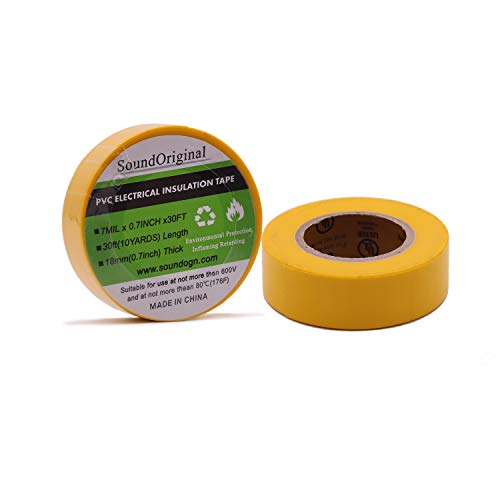 SoundOriginal Electrical Tape Yellow 6 Pack 3/4Inch By 30 Feet
