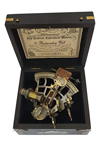 Brass Nautical Sextant Large Brass Navigation Instrument Sextante Navegacion Marine Sextant in Hardwood Gift Box