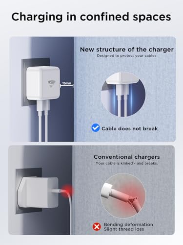 Aioneus USB C Charger PD 40W 2 USB-C Ports iPhone Fast Charger Adapter Type C Charging Plug USB C Wall Charger for iPhone 17 16 15 14, iPad Pro/Air, Galaxy S25 S24 S23, MacBook Pro/Air, Laptop Dell HP