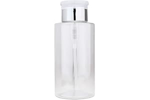 PANA 10oz Push Down Pump Dispenser Flip Top Cap Refillable Empty Bottle - Color: Silver - Lockable Travel Cosmetic Packaging Empty Bottle for Nail Polish Manicure