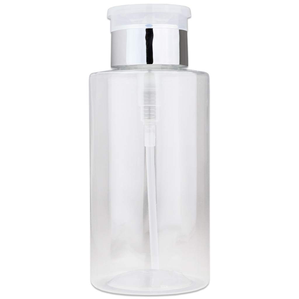 Photo 1 of 10oz Push Down Pump Dispenser Flip Top Cap Refillable Empty Bottle - Color: Silver - Lockable Travel Cosmetic Packaging Empty Bottle for Nail Polish Manicure