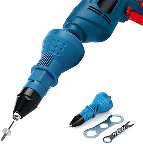 Cordless Electric Rivet Gun Adapter – Drill Attachment With 3 Interchangeable Heads, Hex Shank, For 2.4–4.8mm Rivets
