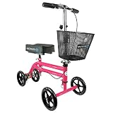KneeRover Steerable Knee Scooter Knee Walker Crutch Alternative in HOT PINK