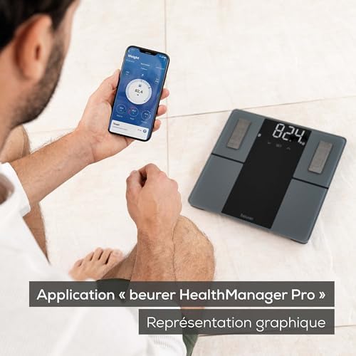 BF 500 pèse-personne numérique avec Bluetooth & application, mesure de la graisse corporelle, pourcentage de muscle, besoin en calories, etc. transfert de données vers Apple Health & co.