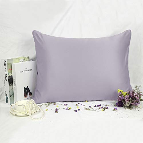 Muama 2 Pack Silk Satin Pillowcases for Hair and Skin, Cool, Soft and Breathable Envelope Closure Pillow Cases Cover【Queen（20x30 Light Purple】
