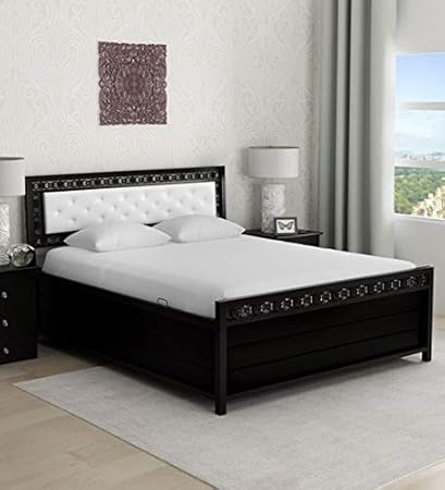 Swastik Furniture Queen Size Metal Bed with Hydraulic Storage.