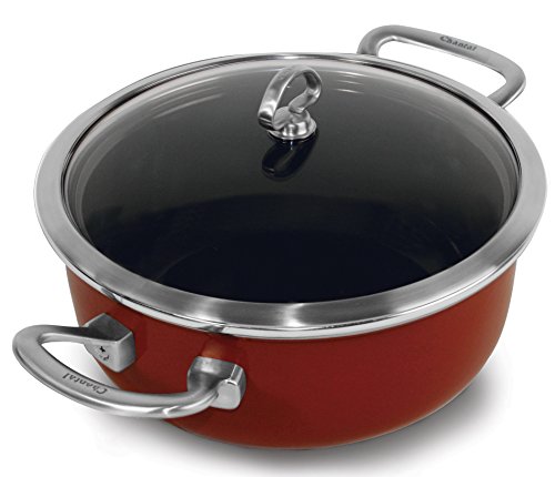 Click Here to See More Images Chantal Copper Fusion 4-Quart Covered Risotto Pan, Chili Red