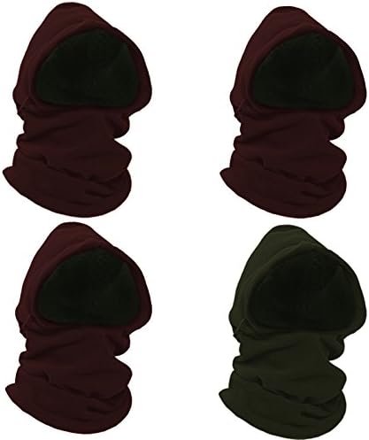 Energym Heavyweight Adjustable Fleece Balaclava, 3 Burgandy/1 Army Green