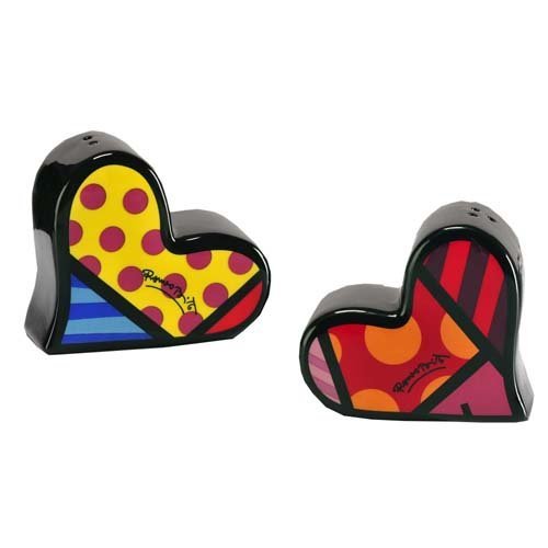 Romero BrittoNew Heart Salt & Pepper Shaker Set Save Ceramic Giftcraft Kitchen