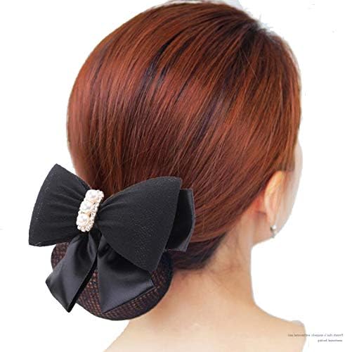 VASANA 1 Pcs Womens Two-Way Snood Net Bow Barrette Hair Clip Bun Cover Set Hair Holder Clamp for Postal Bank Hotel Business Work Hair Accessories - Image 3