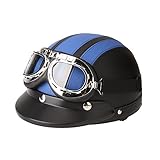 Docooler 54-60mm Leather Motorcycle Goggles Vintage Garman Style Half Helmets Motorcycle Biker Cruiser Scooter Touring Helmet