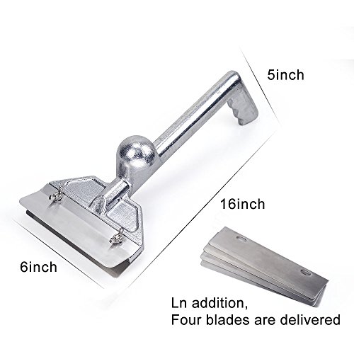 SHANGPEIXUAN Grill Scrapers, Heavy Duty Casting Aluminum Commercial Griddle Scraper with 5 Blades and Small Slant Edge Grill Scraper