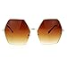 SA106 Retro Oversized Octagon Groove Hippie Sunglasses Gold Brown