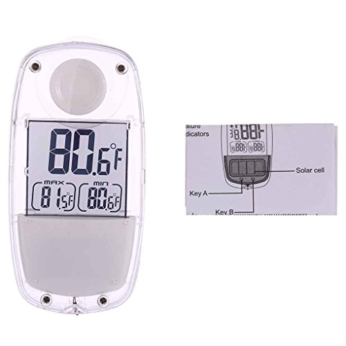 Topker LCD Digital Solar Power Window Thermometer Suction Cup Temperature Meter Weather Station For Indoor Home Car