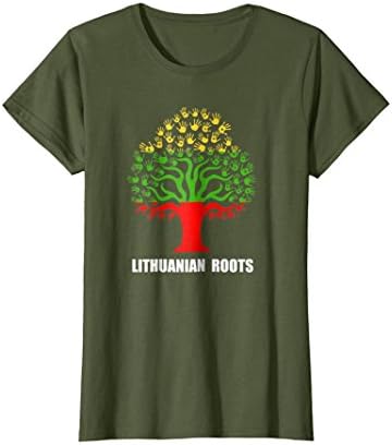 Womens Lithuania Roots Lithuanian Flag Tree Vintage T-Shirt Large Olive