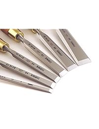 Narex checa Acero Premium 6 PC Set w 6 mm (1 4"), 10 mm (3 8"), 12 mm (1 2"), 16 mm (5 8"), 20 mm (13 16"), 26 mm (1 1 16") cinceles de la carpintería W ???? asas en madera caja de presentación 853200