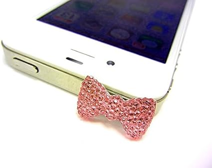 Amazon Co Jp イヤホンジャックピアス きらきらピンクリボン スマホiphoneに ホーム キッチン