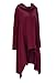 Womens Irregular Hem Double Slit Pullover Pockets Hoodie Sweatshirt Dress Wine M