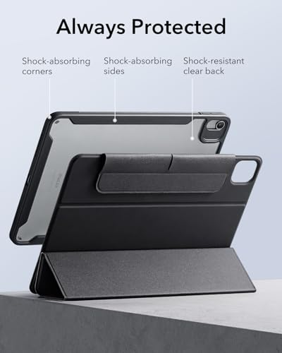 ESR for iPad Air 11 Inch Case M3/M2 (2025/2024), iPad Air 5th/4th Gen Case (2022/2020) 10.9 Inch with Pencil Holder, Removable Magnetic Cover, Vertical Stand, Rebound 360 Series, Black