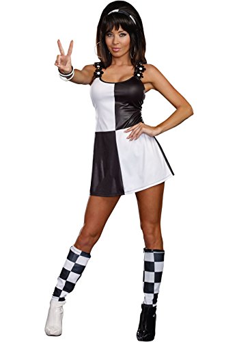 Dreamgirl Women's Yeah Baby! 60's Mod Costume, Black/White, X-Large