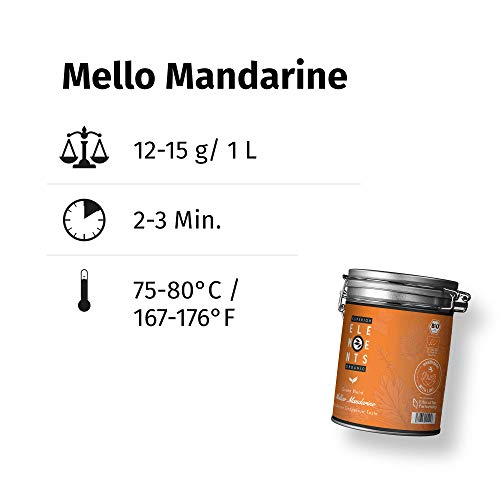 "Mellow Mandarine" Grüner Tee Lose BIO mit Mandarine Grapefruit Geschmack, 100 Gramm Aromatisierter Grüntee in Dose (ca. 40 Tasse) von alveus – Bild 4
