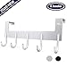 Rongyuxuan Over Door Hooks, Punch Free Over The Door Hanger Organizer for Clothes, Towels, Bag, Robe, Umbrella - Aluminum Home Storage Organizer with 5 Hooks (Silver)
