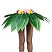 Ti Leaf Hula Skirt Hawaiian Leaf Skirt Green Grass Skirt with Artificial Hibiscus Flowers for Beach,Luau Party Supplies (Classic Flower(Short-Normal Size), 27in waist*15in length)