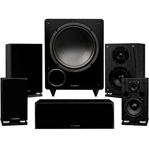Fluance Elite Series Compact Surround Sound Home Theater 5.1 Channel Speaker System Including Two-Way Bookshelf, Center Channel, Rear Surrounds and a DB10 Subwoofer - Black Ash (SX51BC)