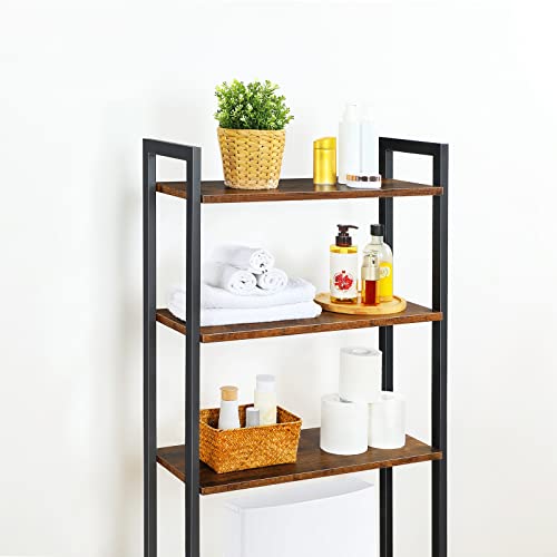 HOOBRO Toilet Storage Shelf, 3 Tier Over Toilet Bathroom Organizer Shelf, Freestanding Over the Toilet Storage Rack with Multi-Functional Shelves, Space Saver, Rustic Brown EBF41TS01