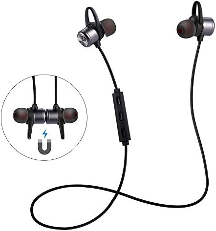 ESTAVEL Bluetooth Headphone IPX5 Level Bluetooth 4.1 Wireless Stereo with Microphone Sport Magnetic Headset In-Ear Earphone for Other Smartphones or Bluetooth Devices (Black)