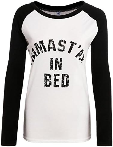 AiSiC Women Letter Prints Contrast Color Long Sleeve Patchwork Pullover T-Shirt