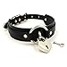 Handmade Heart Lock O Ring Thick Faux Leather Choker Collar Necklace (Black with silver alloy)
