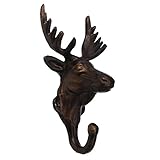 Deer Elk Doe Head Wall Hook Cast Iron Rustic Brown