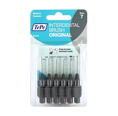 Tepe interdental brushes in blister pack, 1.3 mm, grey, Pack of 3 x 6 pieces