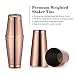 11-Piece Bartender Kit Boston Cocktail Shaker Bar Set by VinoBravo : 2 Weighted Shaker Tins, Strainer Set, Double Jigger, Bar Spoon, Ice Muddler & Tong, 2 Liquor Pourers & Recipe Guide (Rose Copper)