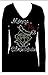 Merry Christmas Grinch V Neck Long Sleeve Rhinestone Tee Shirt